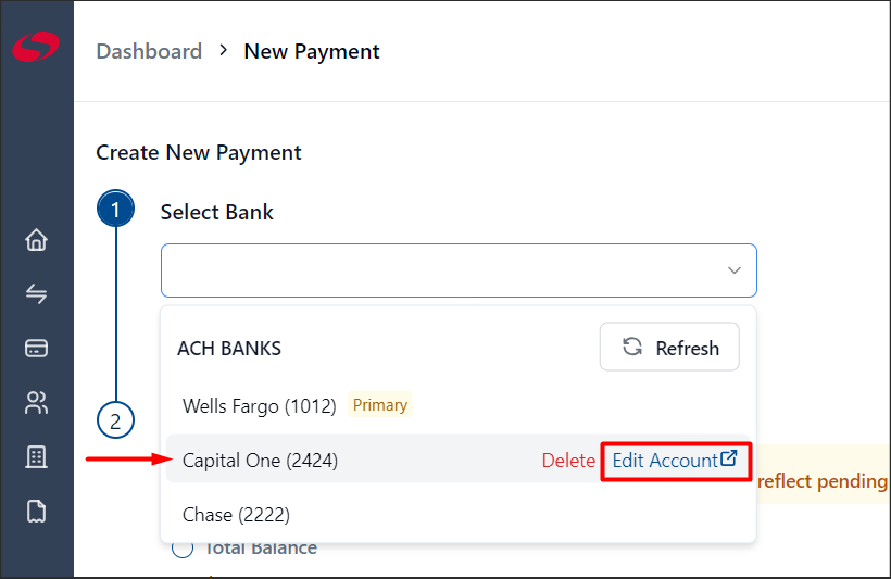 How to update the ACH payment information – Visionary Corporate Card